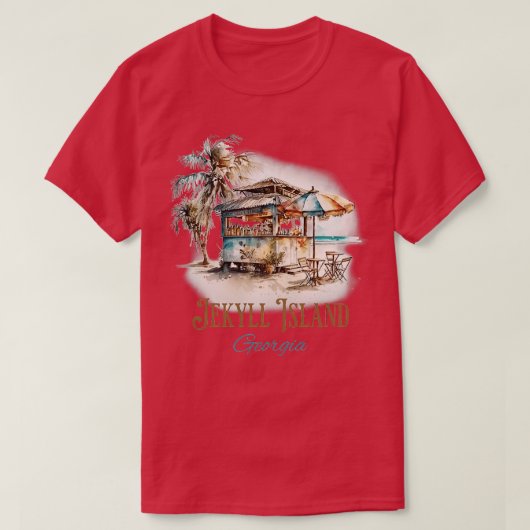Island GA Tiki Bar Beach Waterverf Design TShirt (Design voorkant)