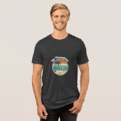 Island Getaway Cruise Vacation Retro Graphic Tri-Blend Shirt (Voorkant volledig)