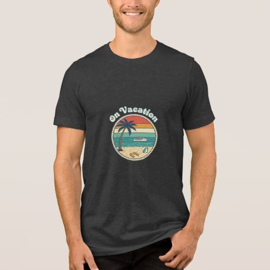 Island Getaway Cruise Vacation Retro Graphic Tri-Blend Shirt (Voorkant)