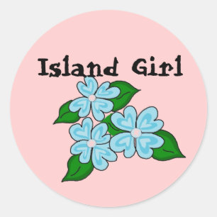 Island Girl Tropical Flowers Ronde Sticker