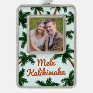 Island Greeting Holiday Foto Verzilverd Omlijst Ornament