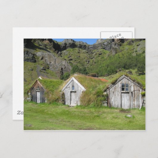 Island Häuser mit Grasdach Briefkaart (Voorkant / Achterkant)
