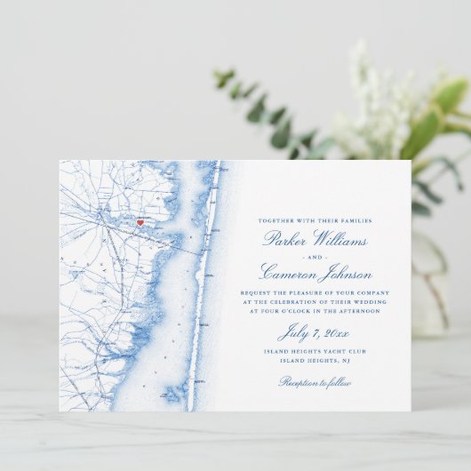 Island Heights NJ all-in-one QR-code RSVP Bruiloft Kaart (Staand voorkant)