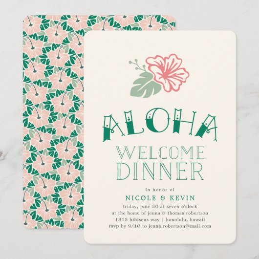 Island Hibiscus | Aloha Welcome Dinner Invitation Kaart (Voorkant / Achterkant)
