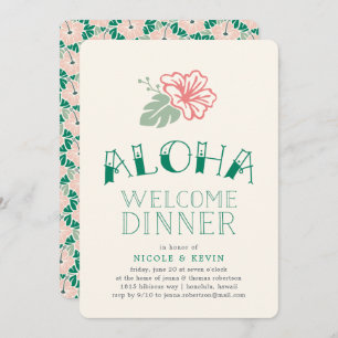 Island Hibiscus Aloha Welcome Dinner Invitation Kaart