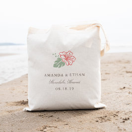 Island Hibiscus Destination Wedding Favor Tote Bag