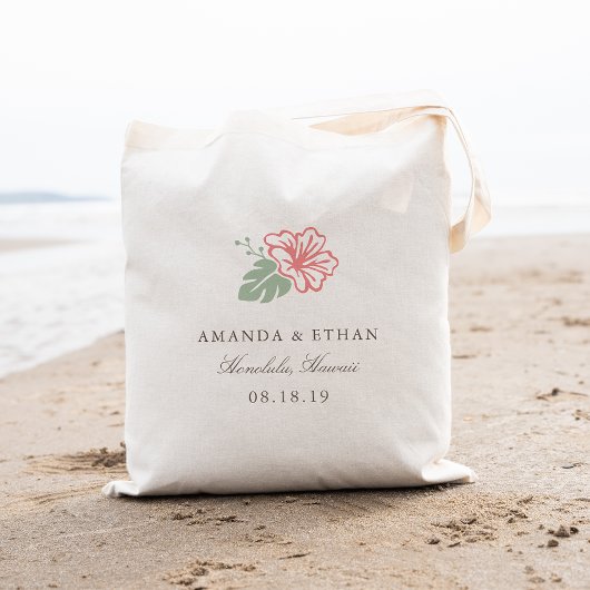 Island Hibiscus Destination Wedding Favor Tote Bag
