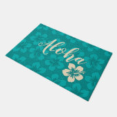 Island Hibiscus Hawaiian Pinstriped Floral Aloha Deurmat (Schuin)