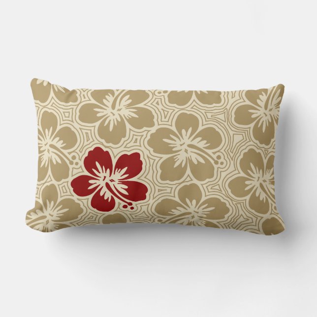 Island Hibiscus Hawaiian Reversible Lumbar Pillow Kussen (Voorkant)