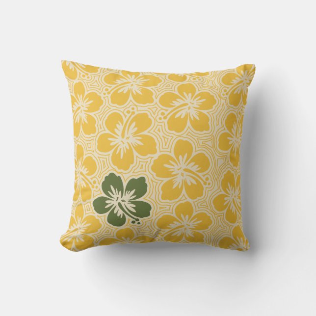 Island Hibiscus Hawaiian Reversible Square Pillow Kussen (Voorkant)