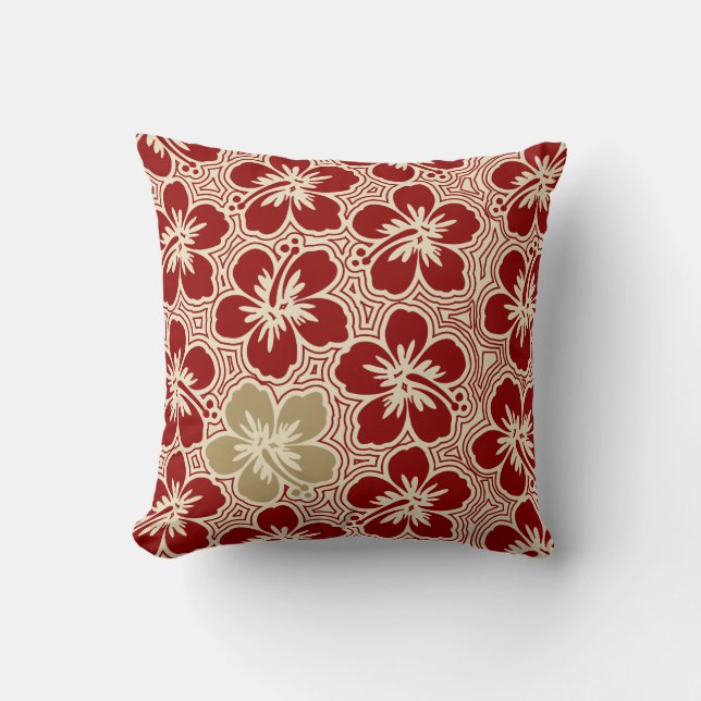 Island Hibiscus Hawaiian Reversible Square Pillow Kussen (Voorkant)