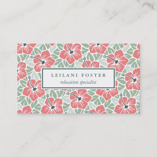 Island Hibiscus Pattern Visitekaartje (Voorkant)