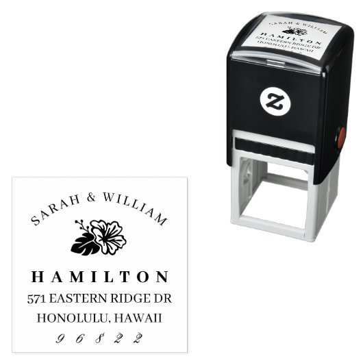 Island Hibiscus Return-adres Zelfinktende Stempel (In situ)