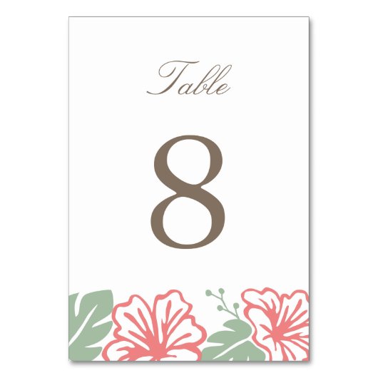 Island Hibiscus Table Number Kaart (Voorkant)
