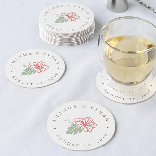 Island Hibiscus Wedding Ronde Kartonnen Onderzetter