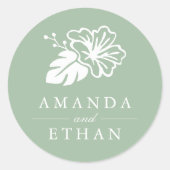 Island Hibiscus Wedding Ronde Sticker (Voorkant)