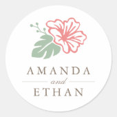 Island Hibiscus Wedding Ronde Sticker (Voorkant)