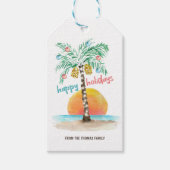 Island Holiday Palm Tropical Beach Kerstmis Cadeaulabel (Voorkant)