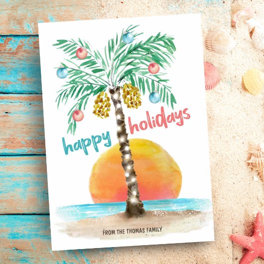 Island Holiday Tropical Beach Palm Kerstmis Kaart
