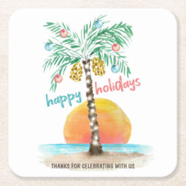 Island Holiday Tropical Beach Palm Kerstmis Kartonnen Onderzetters