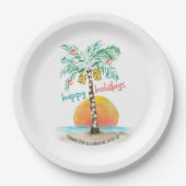 Island Holiday Tropical Beach Palm Kerstmis Papieren Bordje (Voorkant)