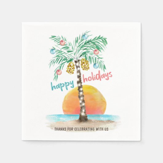 Island Holiday Tropical Beach Palm Kerstmis Servet (Voorkant)
