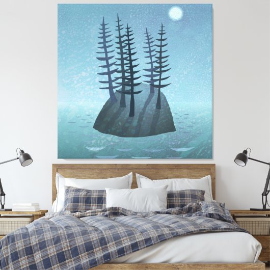 Island in de Ocean Art Canvas Afdruk (Insitu (Slaapkamer))