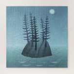 Island in de Ocean Art Legpuzzel<br><div class="desc">Een afgelegen eiland in het midden van de oceaan met pijnbomen. De maan schijnt op dit vreedzame tafereel,  en de aventuinen. Oorspronkelijk schilderij van Nic Squirrell.</div>