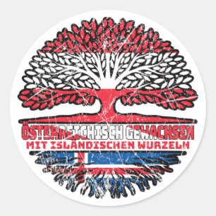 Island Isländisch Österreichisch Österreich Baum Ronde Sticker