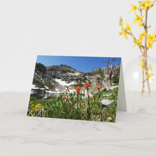 Island Lake, Ruby Mountains NV Blank Wenskaart Kaart (Gele Bloem)