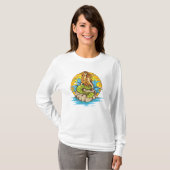 Island Mermaid with Tribal Sun Tattoo Style Art T-shirt (Voorkant volledig)