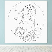 Island Muse - Tropische vrouwelijke lijnkunst Canvas Afdruk (Insitu (Houten vloer))