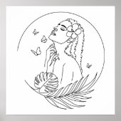 Island Muse - Tropische vrouwelijke lijnkunst Poster (Voorkant)