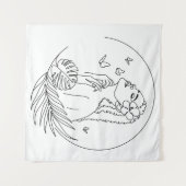 Island Muse - Tropische vrouwelijke lijnkunst Wandkleed (Voorkant (horizontaal))