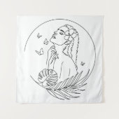 Island Muse - Tropische vrouwelijke lijnkunst Wandkleed (Voorkant)