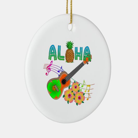Island Music Ukulele Aloha Keramisch Ornament (Rechts)