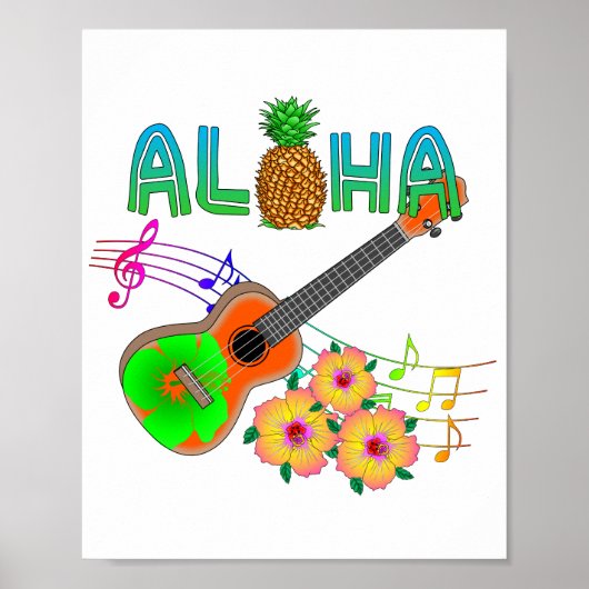 Island Music Ukulele Aloha Poster (Voorkant)