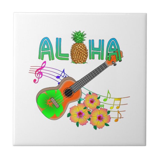 Island Music Ukulele Aloha Tegeltje (Voorkant)