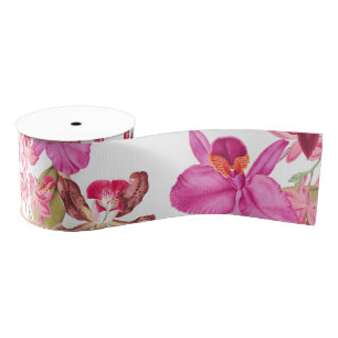 Island Orchid Floral Flowers Tropical Ribbon Grosgrain Lint
