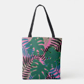 Island Palm Green Pink Black tas big bag Tropical (Achterkant)