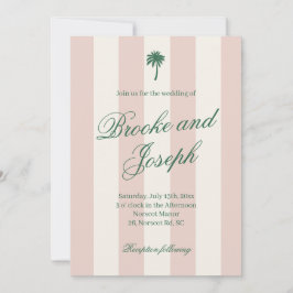 Island Palm Stripe Cabana Strand Retro roze trouwf Kaart