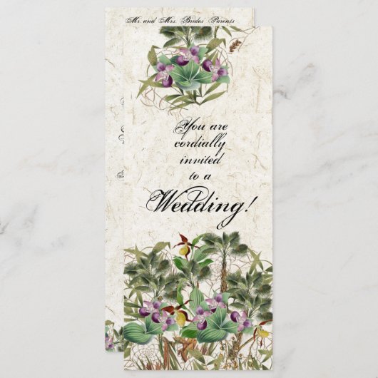 Island Palm Tree Orchidee Bloemen Huwelijksuitnodi Kaart (Voorkant / Achterkant)