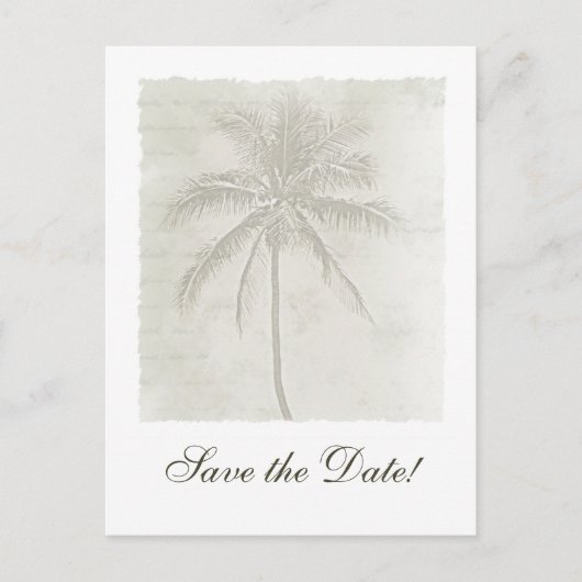 Island Palm Tree Save the Date Briefkaart (Voorkant)