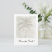 Island Palm Tree Save the Date Briefkaart (Staand voorkant)
