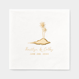 Island Palm Trees Wedding Folie Servetten