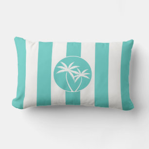 Island Palms Beach Life Aqua Stripes Patroon Kussen
