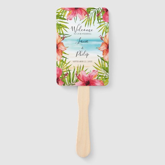 Island Paradise Beach Tropical Wedding Party Handwaaier (Voorkant)