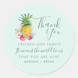 Island Paradise Beach Wedding Favor Ronde Sticker