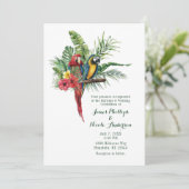 Island Paradise Birds Tropical Floral Wedding Kaart (Staand voorkant)