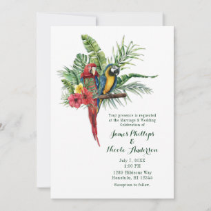 Island Paradise Birds Tropical Floral Wedding Kaart